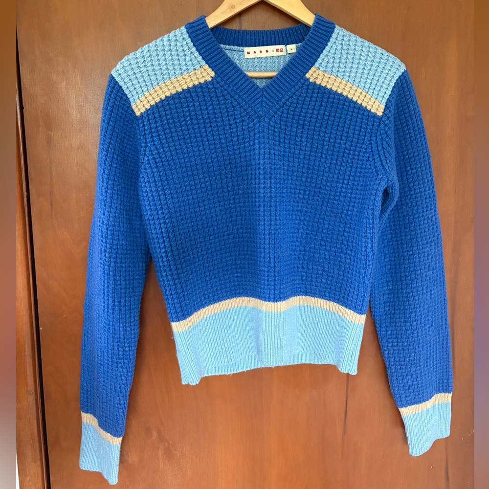 Marni for Uniqlo blue sweater, size M.